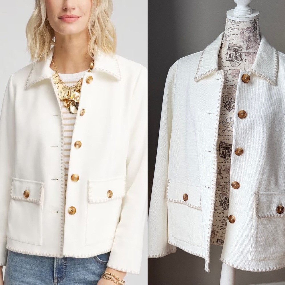 Chico’s Knit Shacket Long Sleeve Ecru Jacket